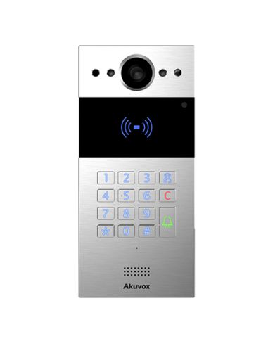 Akuvox - Portier vidéo IP R20K - 1 sonnette avec lecteur de badge RFID et clavier numérique, version encastrée