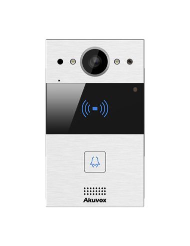 Akuvox - Portier vidéo compact IP R20A - 1 sonnette avec lecteur de badge RFID, montage encastré