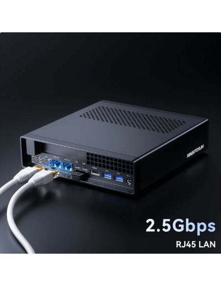 Minisforum - Mini PC MS-01 Barebone with Intel Core i9-12900H,vPro Enterprise Support,2x10Gbps SFP+LAN/2x2.5G RJ45/2xUSB4/HDIM/1