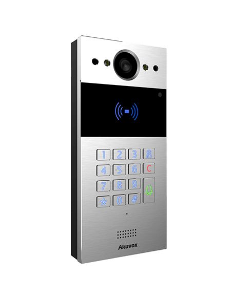 Akuvox - IP Video Türsprechenanlage R20K – 1 Klingel mit Lesegerät für RFID-Badges, NFC - Keypad Modul - In-Wall Edition
