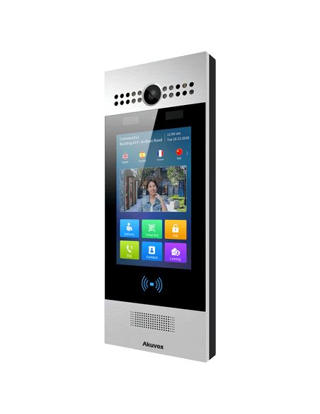 Akuvox - Multi-tenants SIP Touchscreen Intercom R29C with Dual Cameras, QR Code, Card Reader and secure Facial Recognition - Flu