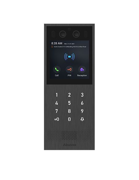 Akuvox - Portier vidéo SIP X912S résistant au vandalisme, clavier numérique, reconnaissance faciale, Bluetooth, RFID et code QR