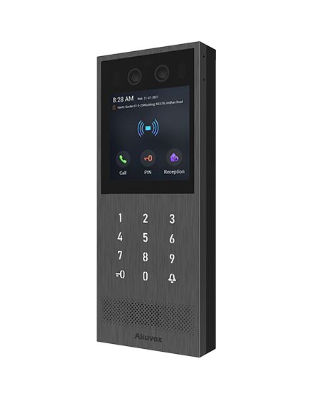Akuvox - Portier vidéo SIP X912S résistant au vandalisme, clavier numérique, reconnaissance faciale, Bluetooth, RFID et code QR