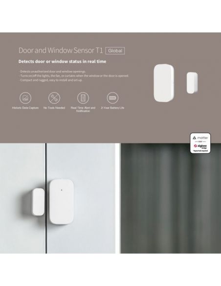 Aqara - Sensore per porte e finestre Zigbee 3.0(Aqara Door and Window Sensor T1)