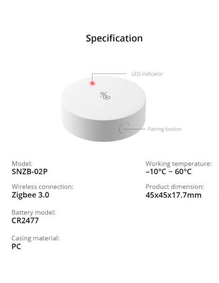 SONOFF - Capteur de température et d'humidité avec support ZigBee 3.0